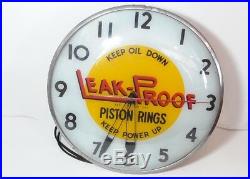 Old Advertising Clock Leak Proof Piston Rings. Gas. Oil. Not porcelain sign