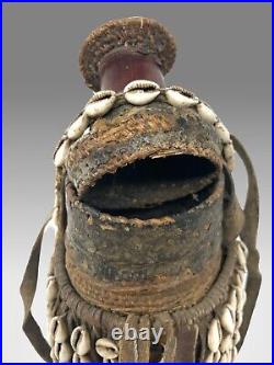 Old African Ethiopian Milk Jug Woven Fiber Cowrie Shells