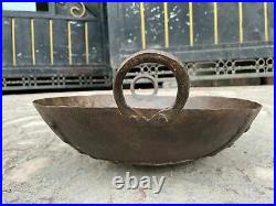 Old Antique Handmade Rustic Iron Wok Kadai / Deep Frying Pan, Kitchenware