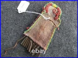 Old Beaded Medicine Bag, Native American Leather Tobacco Bag, Day-02309