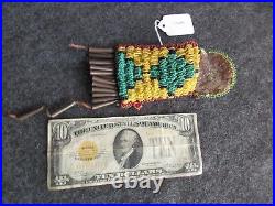 Old Beaded Medicine Bag, Native American Leather Tobacco Bag, Day-02309