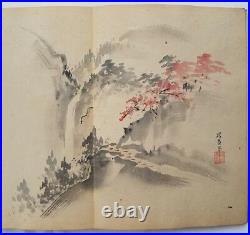 Old Chinese Accordion Book of 26 Watercolors, Landscapes, Animals etc, Signed