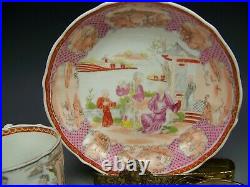 Old Chinese Export Lowestoft Porcelain Hand Painted Cup & Saucer