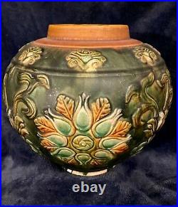 Old Chinese Sancai Tang Glaze Porcelain Storage Jar 9D