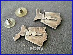 Old Colorful Zuni Multi-Stone Inlay Sterling Silver Peyote Bird Post Earrings