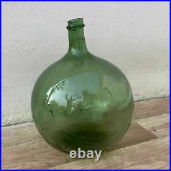 Old French green glass BLOWN Dame Jeanne Demi John Bottle bonbonne 2312186