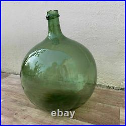 Old French green glass BLOWN Dame Jeanne Demi John Bottle bonbonne 2312186
