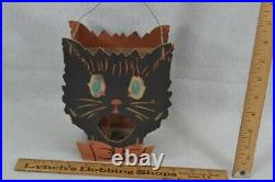 Old Halloween cat pumpkin lantern scary original 1940 rare