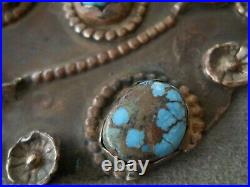 Old Handmade Native American Navajo Rich Bisbee Blue Sterling Silver Pendant 3