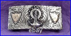 Old Mexico Sterling Silver & Gold Signed EGO Eagle 4 Nautical Anchor Belt Buckle