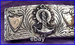 Old Mexico Sterling Silver & Gold Signed EGO Eagle 4 Nautical Anchor Belt Buckle