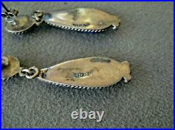 Old Native American Dk Royal Blue Lapis Sterling Silver Teardrop Post Earrings