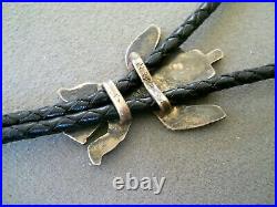 Old Native American Indian MultiStone Inlay Sterling Silver Knifewing Bolo Tie