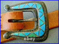 Old Native American MultiStone Turquoise Inlay Mosaic Sterling Silver Ranger Set