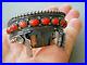 Old-Native-American-Navajo-Coral-Row-Sterling-Silver-Cuff-Style-Watch-Bracelet-Q-01-taz