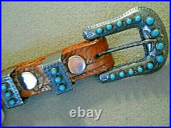 Old Native American Turquoise Snake Eye Sterling Silver Ranger Set SARAH Belt