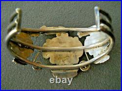 Old Native American Zuni Multi-Stone Inlay Sterling Silver Peyote Bird Bracelet