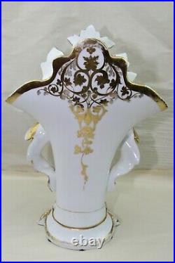 Old Paris 19th Century Hand Painted Porcelain Pair Of Vases Museum Quality 17