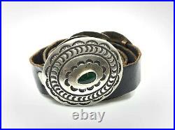 Old Pawn Native Navajo Sterling Silver Turquoise Buckle & 4 Conchos 41 Belt