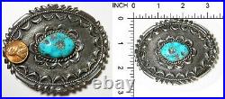 Old Pawn Navajo Southwestern Native Sterling Silver Turquoise Belt Buckle Signed