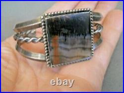 Old Southwestern Square Petrified Wood Sterling Silver Cuff Bracelet