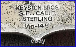 Old USA Spectacular Rare Antique Keyston SF Sterling Silver 14K Gold Belt Buckle