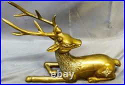 Old Vintage Brass Metal India Deer Art Sculpture Statue Sarreid Stag