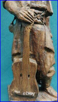 Old Vintage Hand Carved Wooden Gaucho Cowboy Figure Sculpture Wood Carving