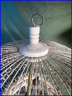 Old Vintage Wood Wire Metal Wood Wooden Bird Cage Pagoda Shape Shabby White Chic