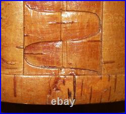 Old Vtg Folk Art Birch Bark Box Container Dated 1958 P. A. Moose Fish Deer Signed