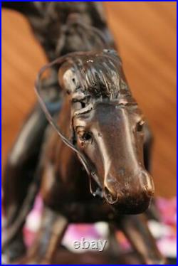 Old West Cowboy With Horse Bronze Sculpture Western Art Remington Figurine Decor