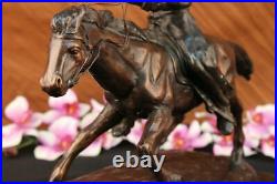 Old West Cowboy With Horse Bronze Sculpture Western Art Remington Figurine Decor