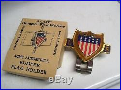 Original 1940' s Vintage nos US Flag License plate topper Emblem old Rat Hot rod