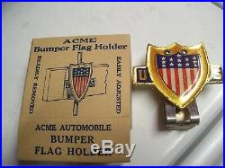 Original 1940' s Vintage nos US Flag License plate topper Emblem old Rat Hot rod