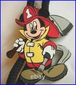 RARE LE OLD Disney Cast Member Exclusive Bolo ID Lanyard Fireman Mickey Ax Hose