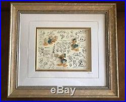 RARE OLD LE Disney Framed Donald Duck Model Sketch Sheet Pin Set (3) with Tag