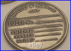 Set of 3 Antique Masonic Coins Made A Mason Lodge New Old Stock Not Inscribed