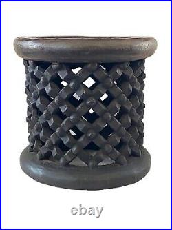 Superb Old African Spider Bamileke wood Stool 14.5 H by 15 D Cameroon
