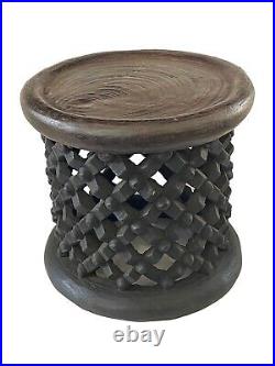 Superb Old African Spider Bamileke wood Stool 14.5 H by 15 D Cameroon