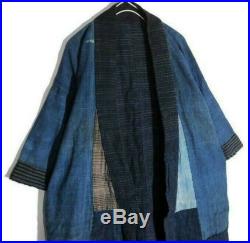 Taisho Era Noragi Boro Indigo Blue Rag Haori Vintage Old Clothes Sashiko Retro