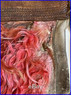 VERY RARE Antique OLD Red Angora Wooly Chaps Authentic Western Wear