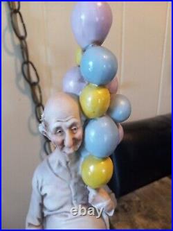 VINTAGE Capodimonte italian porcelain figurine old man & woman holding Balloons