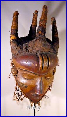 Very Fine OLD Authentic PENDE MBUYA MASK DRC West Africa Boston Primitive LOOK