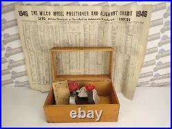 Vintage 1946 WILCO WHEEL ALIGNMENT POSITIONER withTOOL CASE & CHART, 70+ YRS OLD