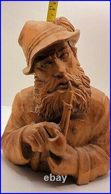 Vintage 1960's Hand-carved German OberammergauOld Man WithPipe