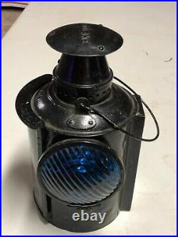 Vintage BLUE Semaphore Lantern ADLAKE UP UNION PACIFIC Light OLD RR Railroad