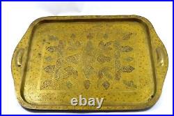 Vintage Collectible Old Brass Tray Rare Decor Beautiful Etching Work. G26-32