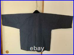 Vintage Japanese Old Hanten Happi Coat Kimono Jacket Uniform Indigo Blue