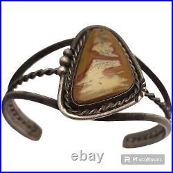 Vintage Navajo Old Pawn BlueMountain JasperOregon sterling silver cuff bracelet