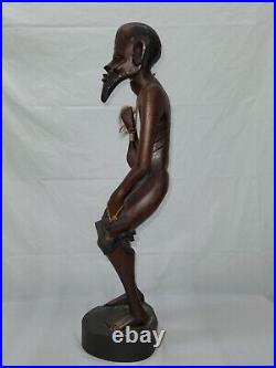 Vintage Old African Wood Carving Man Tribal Ethnic Art Sculpture Statue 23 inch